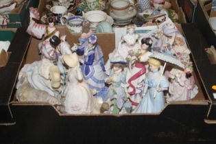 A collection of porcelain figures of ladies, to include Gorham and Royal Worcester