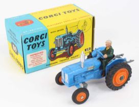 Corgi Toys No. 60 Fordson Power Major Tractor - blue body, silver grille & lights with driver