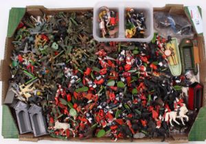 A large tray of Britains, Timpo and Britains Herald, 1960's and 70's plastic toy soldiers - WW2,