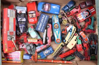 One tray containing a quantity of diecast and tinplate Dinky Toy, Corgi, Spot-On and similar diecast