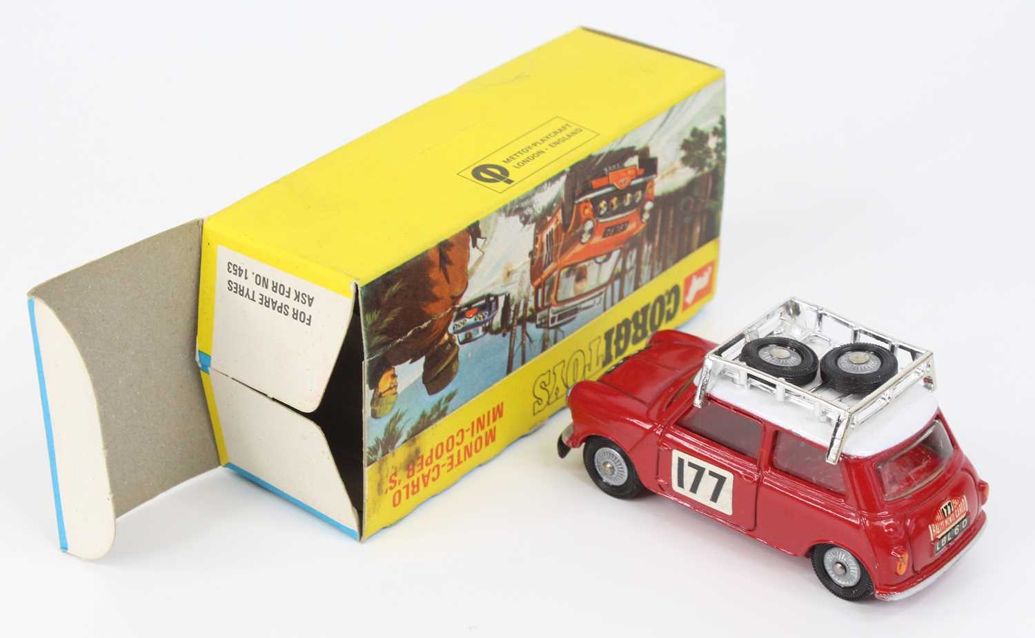 Corgi Toys, 339 Mini Cooper S Monte Carlo Winner, red body with white roof, racing number 177, 2 - Image 4 of 4