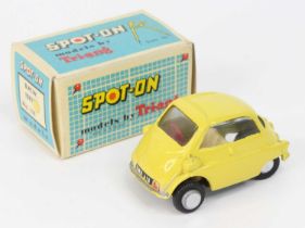 Spot-On Models by Triang No. 118 BMW Isetta Bubble Car comprising a darker lemon yellow body with an