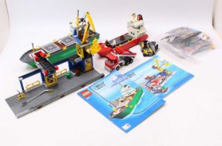 One box containing a quantity of Lego City constructed kits to include No. 4645 Boatyard, together