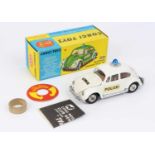 Corgi Toys, 492 VW European Police car, white body with light brown interior, 2 figures, with