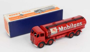 Dinky Toys No. 504 Foden 14-ton tanker "Mobilgas" comprising red body, chassis and hubs with