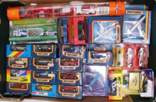 One tray containing a quantity of late issue Matchbox diecast vehicles to include an MB70 Ferrari