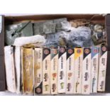 A collection of Airfix boxed 1/32nd/54mm scale plastic figures and loose military vehicles and