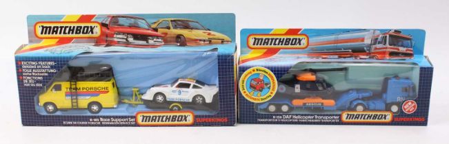 A Matchbox Superkings boxed diecast group to include a K-126 DAF helicopter transporter gift set,