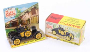 A Dinky Toys No. 109 Gabriel Model T Ford comprising of black and yellow body with matching spoked