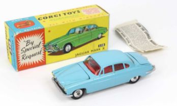 Corgi Toys, 238, Jaguar Mark X, light blue body with red interior, jewelled headlights with spun