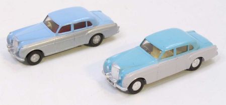 Spot-On Tri-ang 1/42 group of two models to include; No. 120 Bentley saloon in blue and grey body