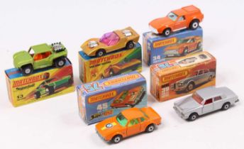 Matchbox Lesney Superfast boxed group of five to Include; No.34 Vantastic, No.45 BMW 30 CSL, No.