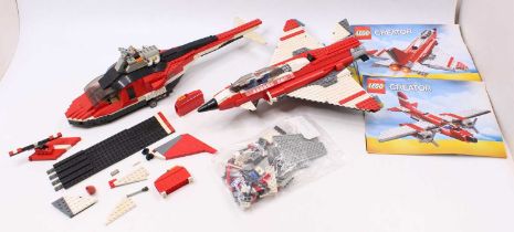 One tray containing a quantity of Lego Creator constructed kits to include No. 4403 Helicopter,