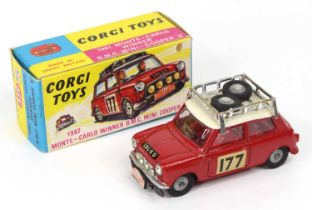 Corgi Toys, 339 Mini Cooper S Monte Carlo Winner, red body with white roof, racing number 177, 2