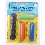 A Midge Toys of America King of the Rails carded passenger train set, housed on the original backing