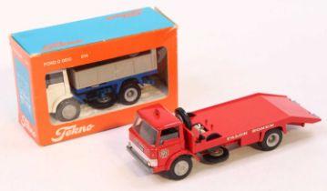 A Tekno diecast group of two to include; No.914 Ford D in white cab with blue chassis and grey