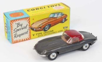 Corgi Toys No. 307 E-type Jaguar E Type with detachable hard top comprising of metallic dark grey