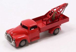 A Tekno diecast model of a breakdown crane comprising red body with original tow hook and cast hubs,