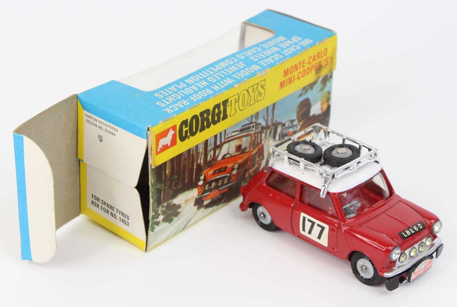 Corgi Toys, 339 Mini Cooper S Monte Carlo Winner, red body with white roof, racing number 177, 2 - Image 3 of 4