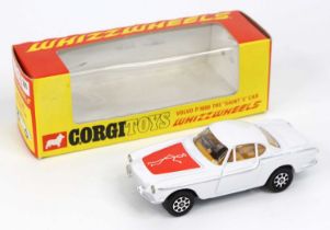 Corgi Toys, 201, The Saints Volvo, white body, yellow interior, white saint logo on red label,