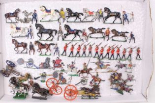 A tray of Heyde and others antique and vintage German, European demi ronde military figures and