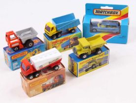 Matchbox Lesney Superfast boxed group of four to include; No.50 Articulated truck, No.63 Freeway Gas