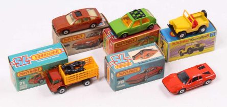 Matchbox Lesney Superfast boxed group five to include; No.7 VW Golf, No.8 Rover 3500,No 70