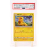 A PSA Graded 2017 Pokemon Sun and Moon Let's Play, Pikachu! Theme Deck "Pikachu" card in cracked ice