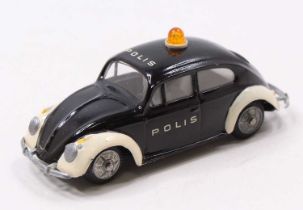 Tekno, 819, VW Polis Saloon, black and white body with cast hubs, orange roof light and Polis to