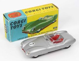 Corgi Toys, 151, Lotus Mark 11 Le Mans Racing Car, silver body with red interior, RN7, in the