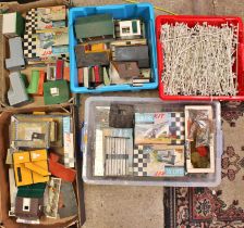 Five boxes containing a quantity of original Scalextric and Life-Like kit built items and