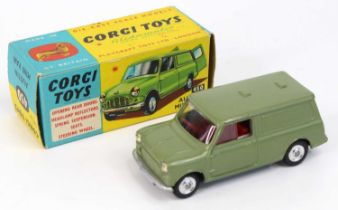 Corgi Toys No. 450 Austin Mini Van comprising of metallic green body with red interior and spun