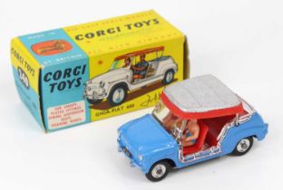 Corgi Toys No. 240 Ghia-Fiat 600 Jolly, comprising of blue body with silver and red canopy fitted