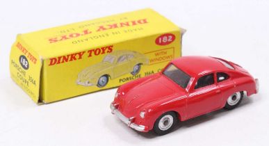 Dinky toys No.182 Porsche 356A Coupe, in red body with silver hubs, housed in the original card