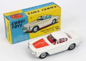 Corgi Toys No. 258 The Saints Car Volvo P1800 comprising white body with red interior and orange and