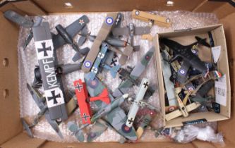 A large tray of made up vintage model aircraft , part made planes and bag of spare parts - Aifix,