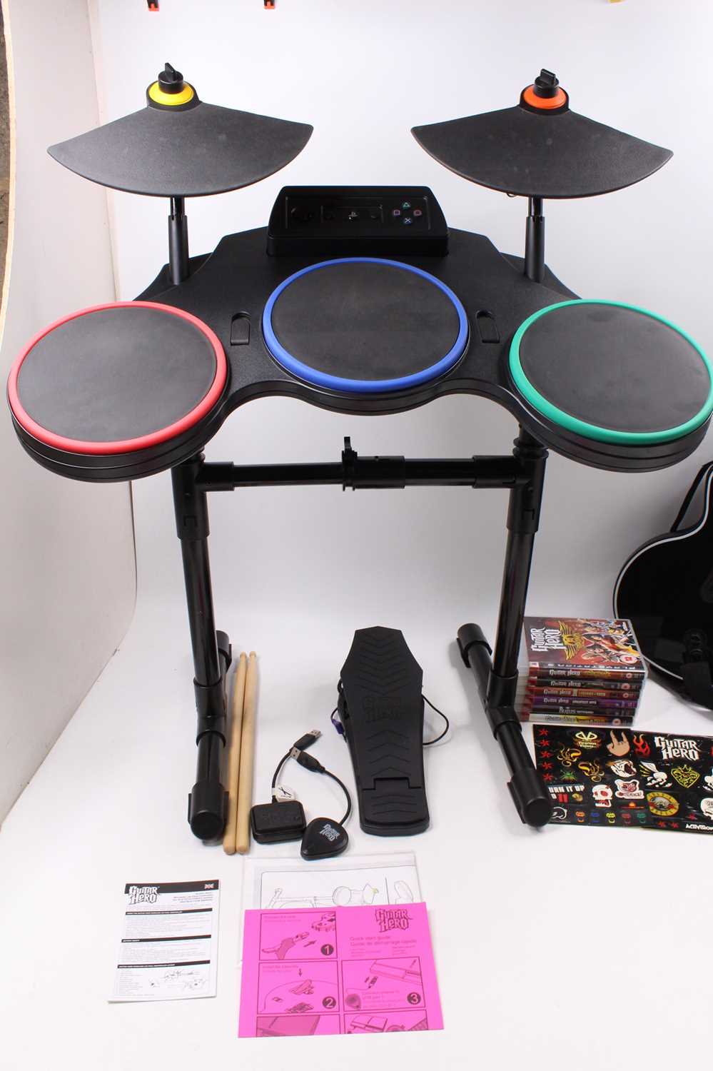 A Guitar Hero for Playstation 3 bundle to include Drum Kit, Les Paul, Foot pedal and drumsticks, - Image 2 of 4