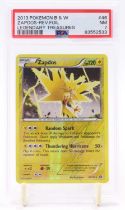 A PSA Graded 2013 Pokemon Black and White "Zapdos" 46/113 in reverse foil from the set Legendary