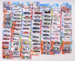 One tray containing a large quantity of mixed carded modern release Hotwheels vehicles, mixed series