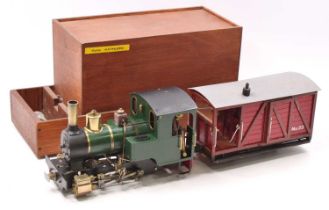 Roundhouse 0-4-0 live steam loco ‘Kathleen’ green, used, will benefit from cleaning. In a