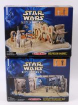 A collection of Galoob Star Wars Episode 1 Action Fleet Playsets, to include Pod Racer Hangar Bay,