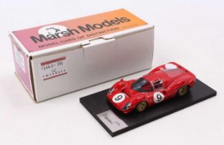 A Marsh Models Thundersport 1/43 scale kit built model of an MM194/B9 Ferrari P4 Spa 1967 race