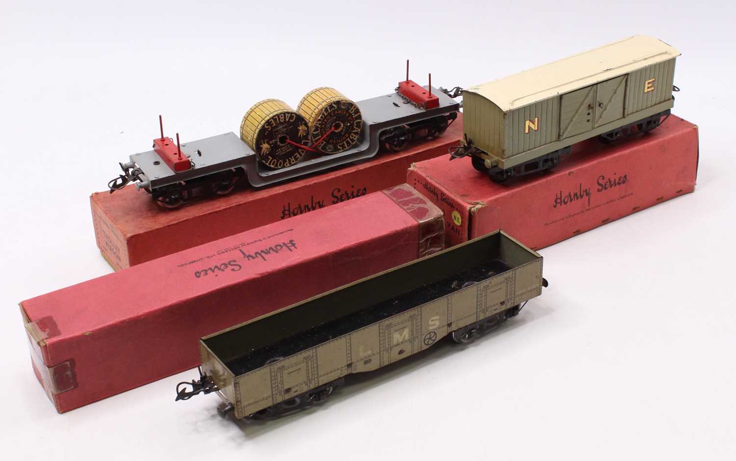 Three Hornby bogie wagons: 1936-41 No.2 High Capacity wagon LMS coal, all wheels replacements ( - Image 2 of 2