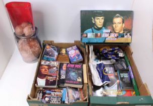 Three boxes of mixed Star Trek related modern release collectables, books and ephemera to include