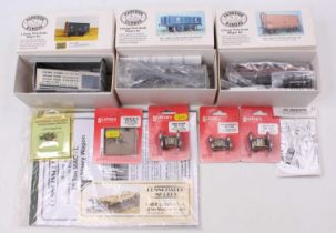 Three Parkside Dundas wagon kits: assembled PS11 LNER 12-ton 6 plank open wagon, unpainted;