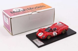 A Marsh Models Thundersport 1/43 scale kit built model of an MM194/B3 Ferrari P4 Monza 1967 race