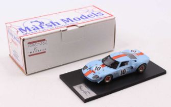 A Marsh Models 1/43 scale factory hand built model of aMM249M10 Gulf Ford GT40 1969 Brands Hatch