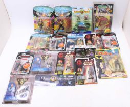 A tray of carded figures including Robotech 1980, Star Trek Next Gen 1992(3) Xyber9 1999 (2),