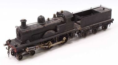 Bing live steam 4-4-0 loco & tender, unlined black, with burner. Tender appears to be home made