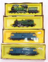 Four Hornby locos: R866 LNER 4-6-0 B12 green No.8509 with smoke (E) (BG); R59S 2-6-2 tank BR green